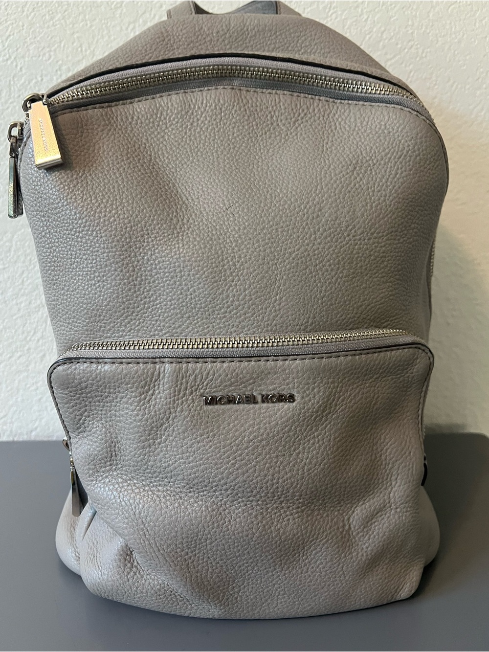 Michael Kors Gray Pebbled Leather Backpack
